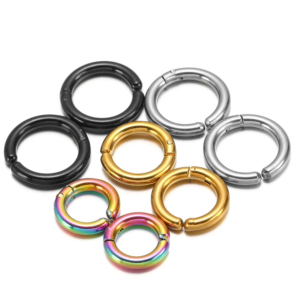 6 Pairs Stainless Steel Clip On Earrings for Women Men | Non Piercing Round Hoop Ear Cuffs