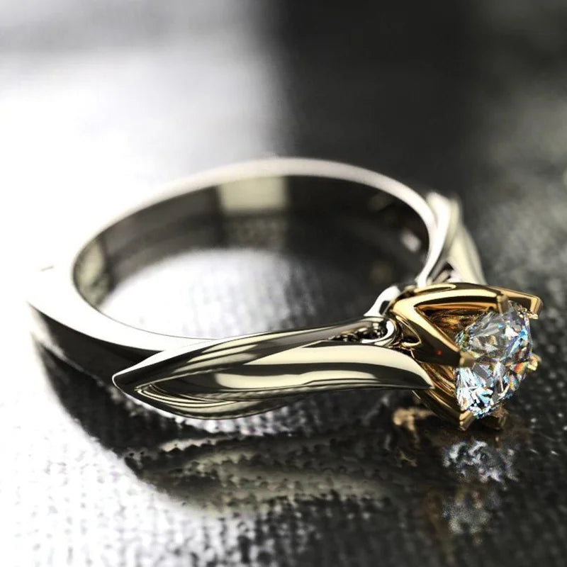 925 Sterling Silver Six Claw Ring with Zircon | Simulated Moissanite Wedding Band