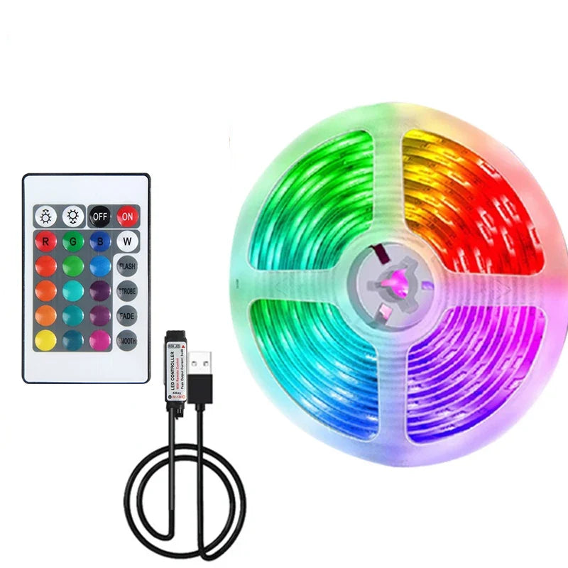 5V LED Strip Light 1-5M RGB with USB and 24 Key Remote | Color Changing Decorative Lighting