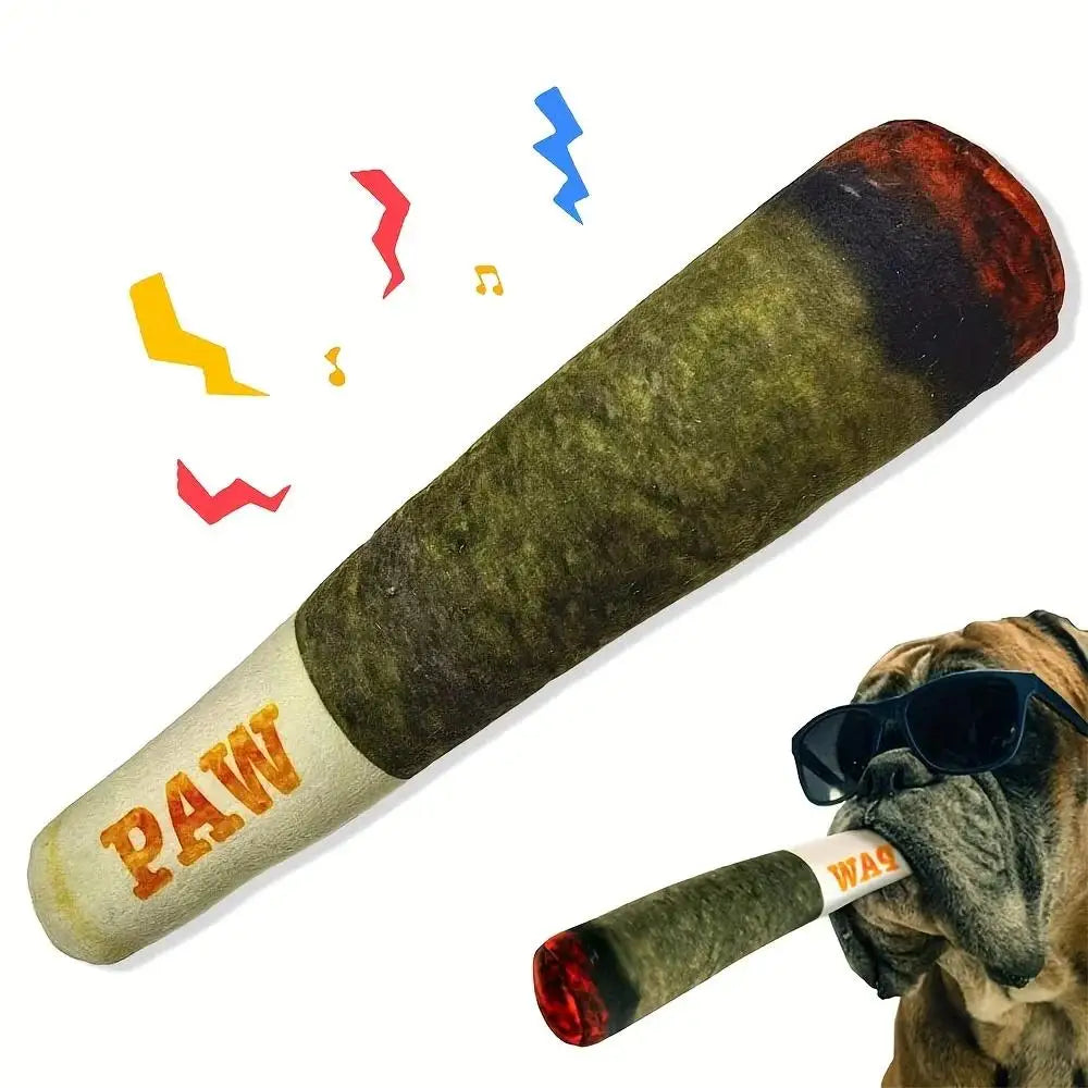 Interactive Dog Squeaky Toy | Indestructible Plush Cigar for Small Dogs