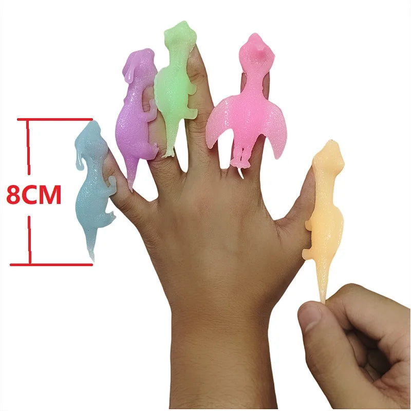 Colorful Finger Catapult Dinosaur Games | Glow in the Dark Party Favor Set