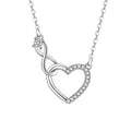 925 Sterling Silver Zircon Heart Interlocking Necklace | Retro Chain for Women