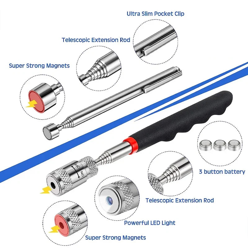 Mini Portable Telescopic Magnet Pen | Extendable Pick Up Tool for Nuts and Bolts