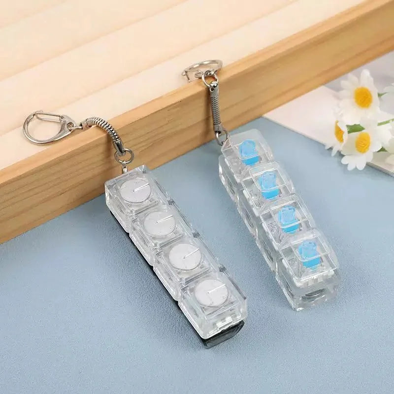 Silent Fidget Keychain | 4-Key LED Mechanical Switch Tester