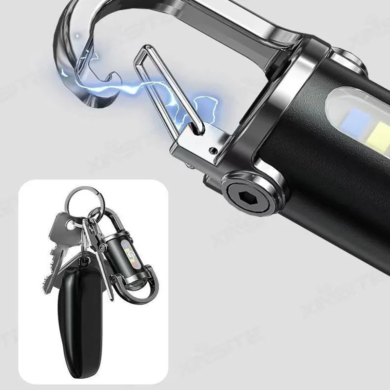 COB LED Flashlight Keychain | USB Rechargeable Waterproof Mini Flashlight