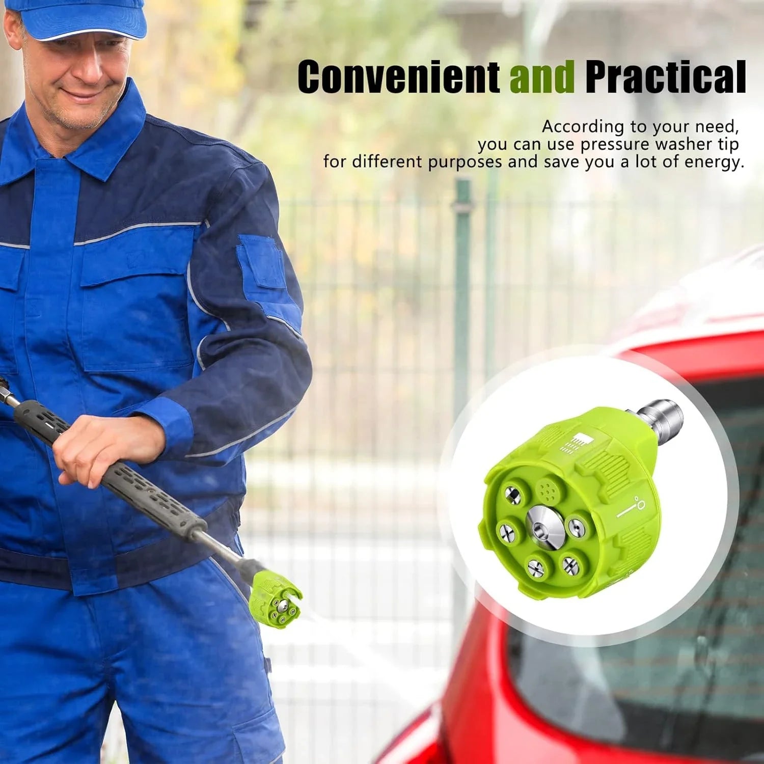 6 in 1 High Pressure Car Wash Nozzle | 14 Inch Quick Connect for 1/4 Pressure Washers