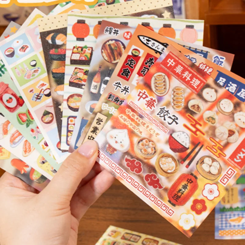 30pcs Japanese Vintage Food Theme Die-Cut Sticker Set | DIY Scrapbooking and Journaling Kit