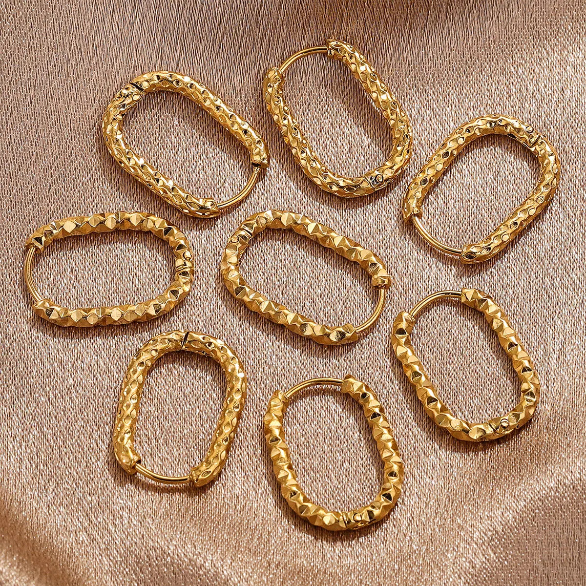 6pcs Stainless Steel Rectangular Textured Earrings | 18K Gold Plated DIY Jewelry Findings