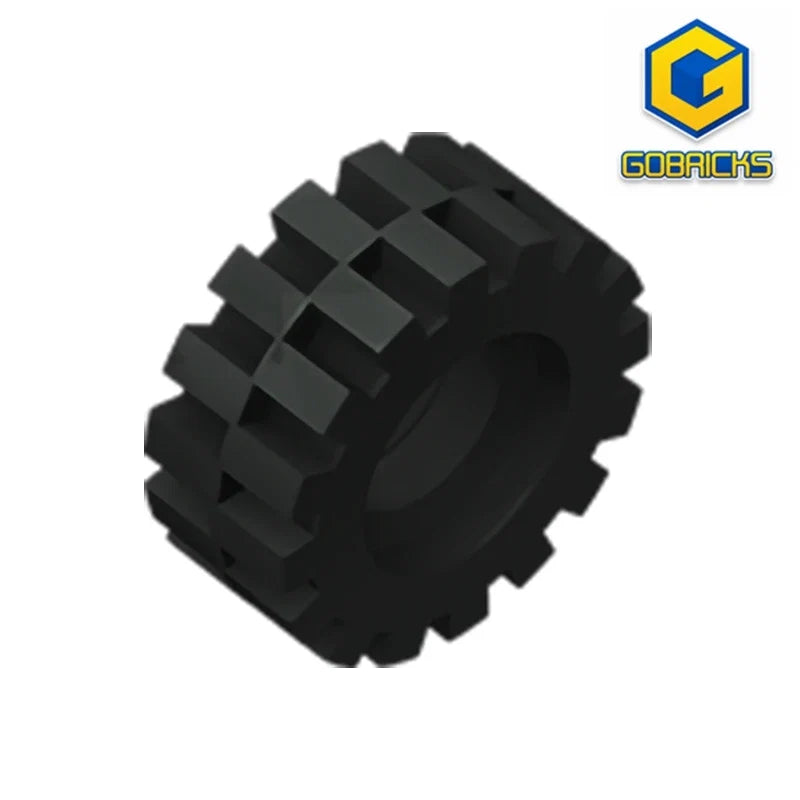 Gobricks GDS-1071 Tire 15mm D. x 6mm Offset Tread Small | Compatible Building Block Wheel