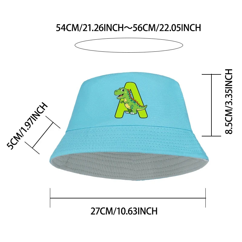 Kids' Dinosaur Letter Bucket Hat | Sun Hat for Toddlers Boys Girls 2-6 Years