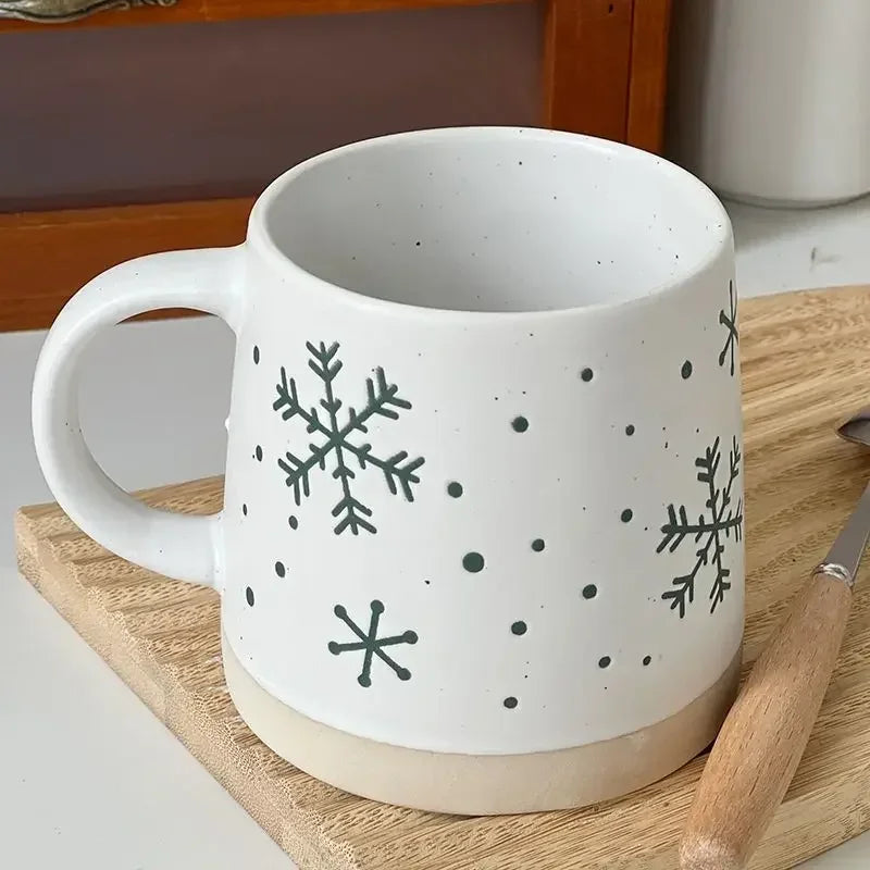 Vintage Christmas Ceramic Mug Set | Holiday Gift for Couples