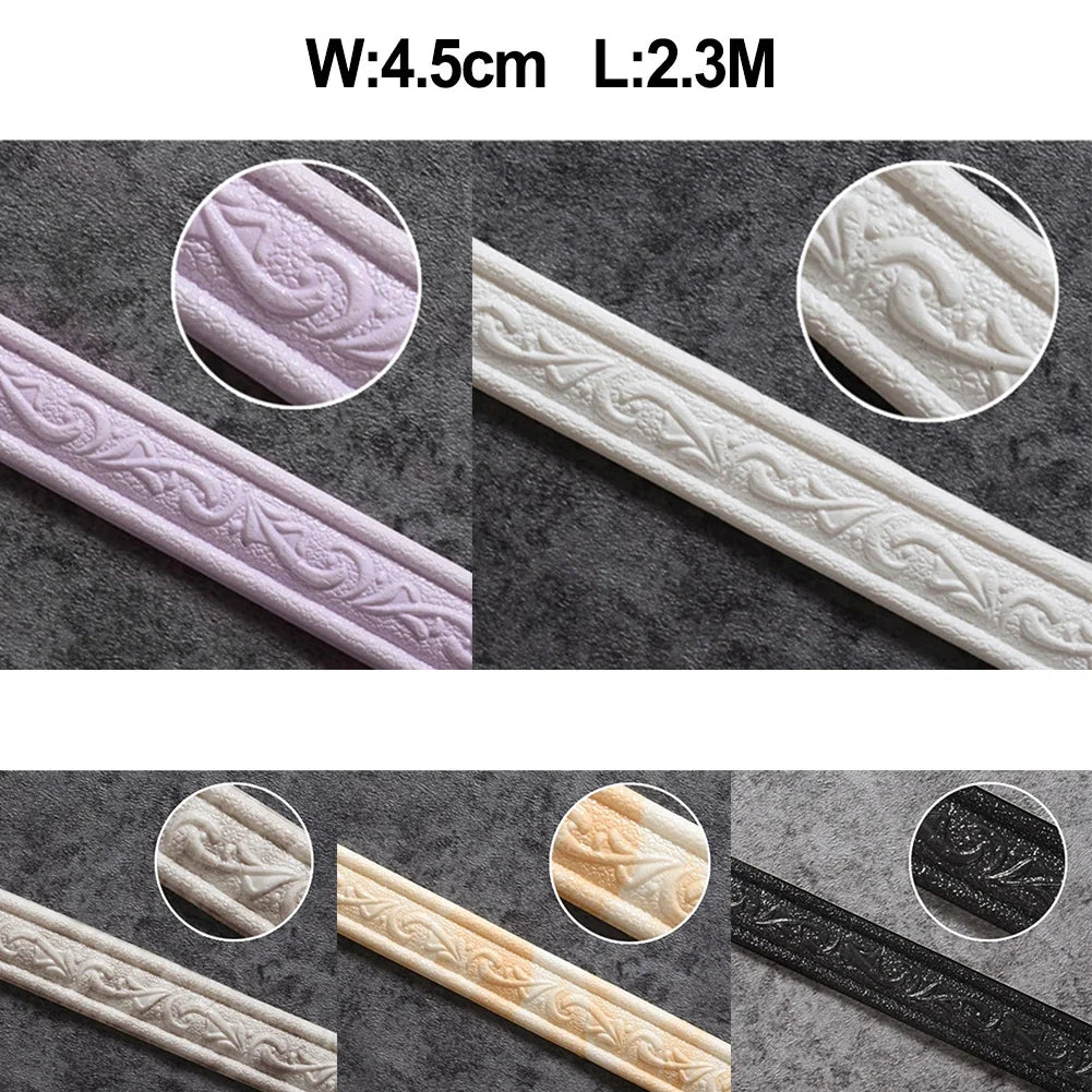 3D Decorative Foam Wall Trim | Self-Adhesive Skirting Border Strip