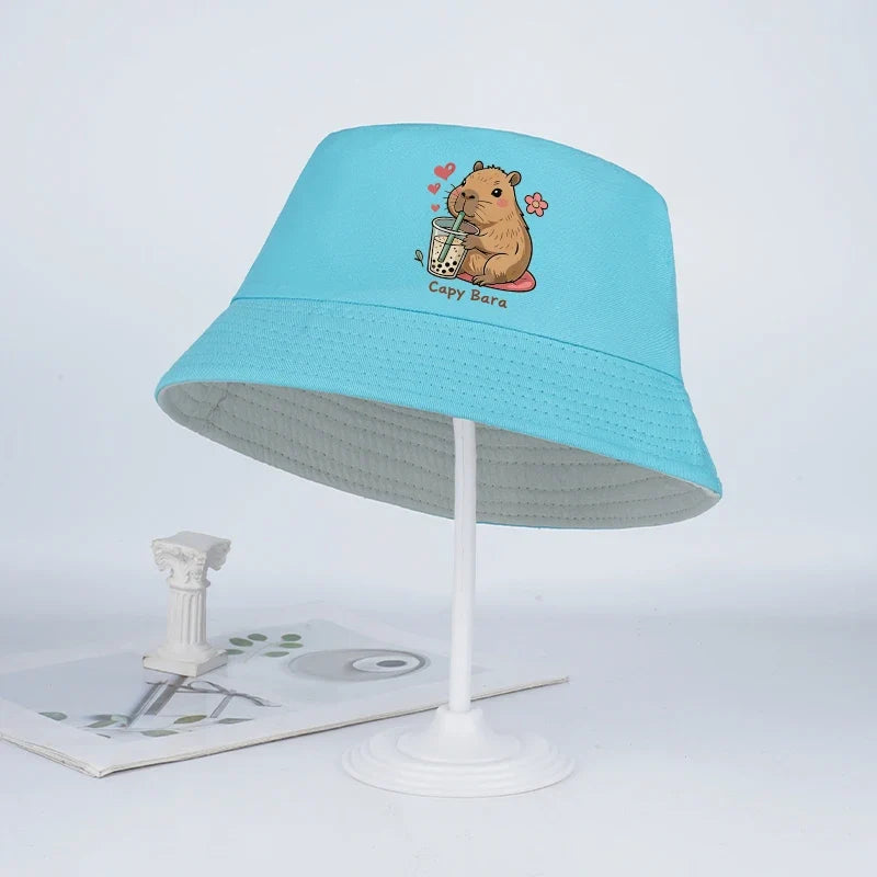 Kids Capybara Fisherman Hat | Cute Cartoon Sun Hat for Toddlers
