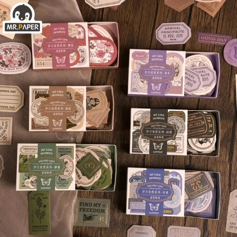 Vintage Label Stickers for DIY Crafts | 40-Piece Retro Collection