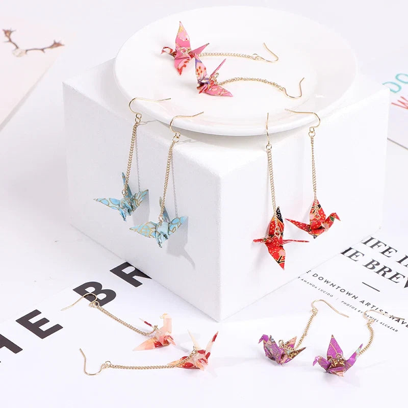 Origami Crane Earrings | Handcrafted Paper Bird Jewelry