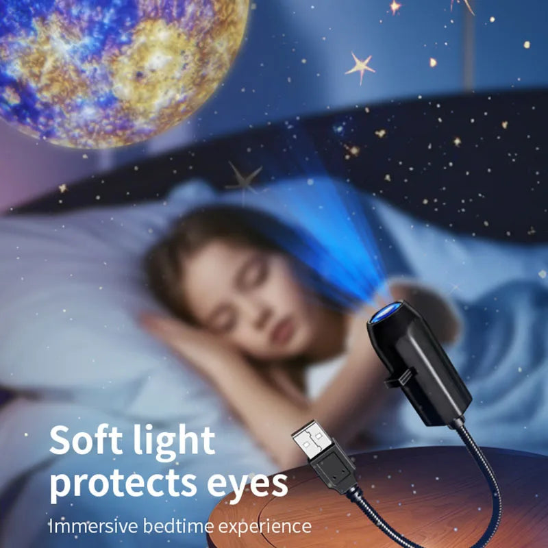 USB LED Star Galaxy Projector Lamp | Moon Earth Night Light for Bedroom Wall Decor