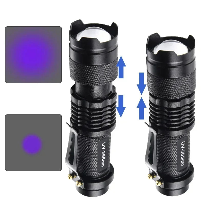 UV Flashlight LED Ultraviolet Torch | Zoomable Mini Inspection Light for Pet Urine and Stains
