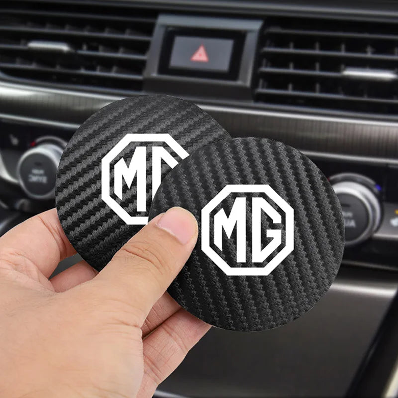 2Pcs Car Coasters Carbon Fiber Cup Holder Mat | Interior Accessories for MG Models