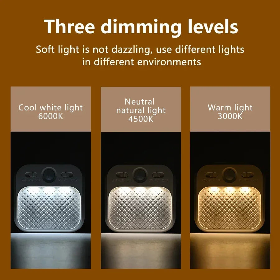 PIR Motion Sensor LED Night Light | USB Rechargeable Automatic Lamp for Bedroom, Stairs, and Closet