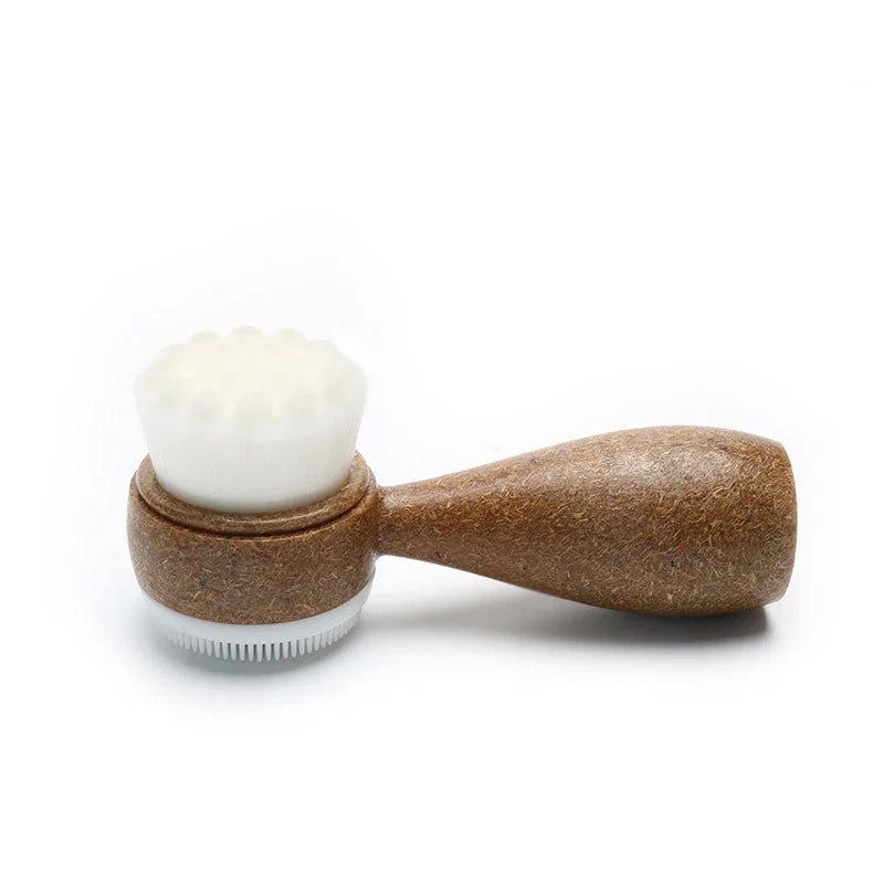 Double Sided Facial Brush | Coconut Handle Exfoliating Cleanser