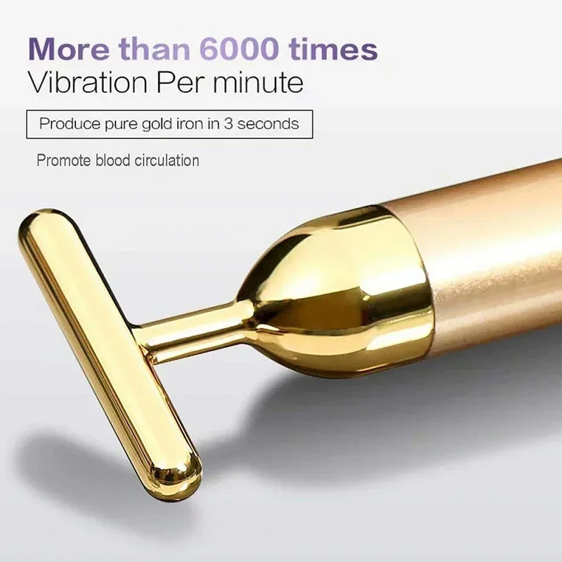 24k Gold Face Lift Roller | Vibration Slimming Facial Massager
