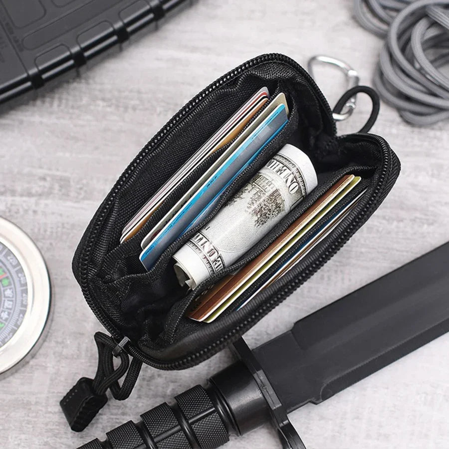 Waterproof Camping EDC Pouch | Tactical Key Purse Wallet with Card Slots and Zippers