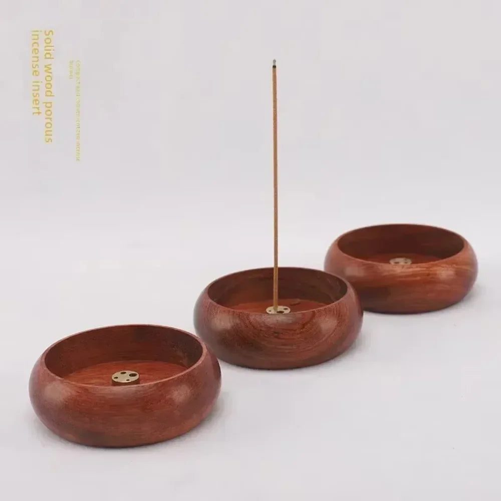 Solid Wood Incense Burner | Mini Circular Incense Stove for Indoor Use