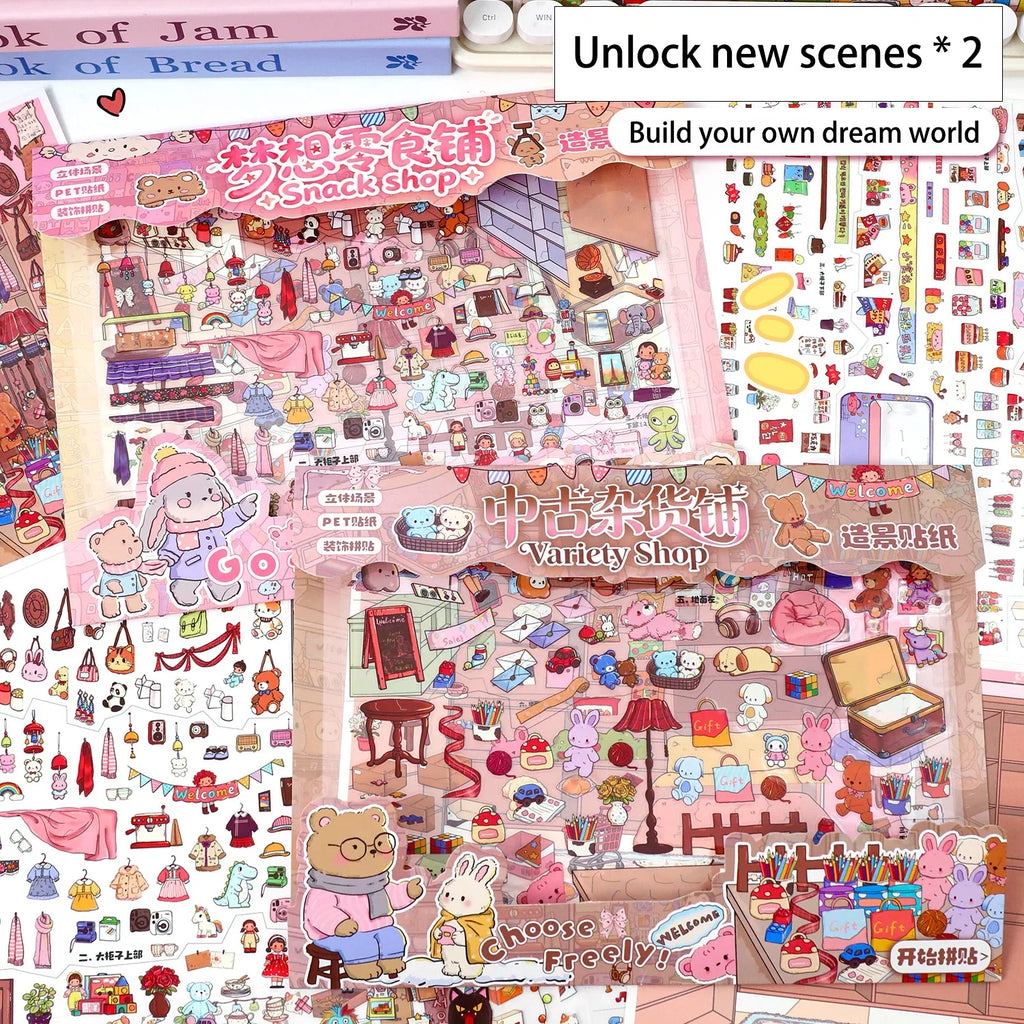 Vintage Grocery Store Stickers | 3D Miniature Collage Decals for DIY Crafts