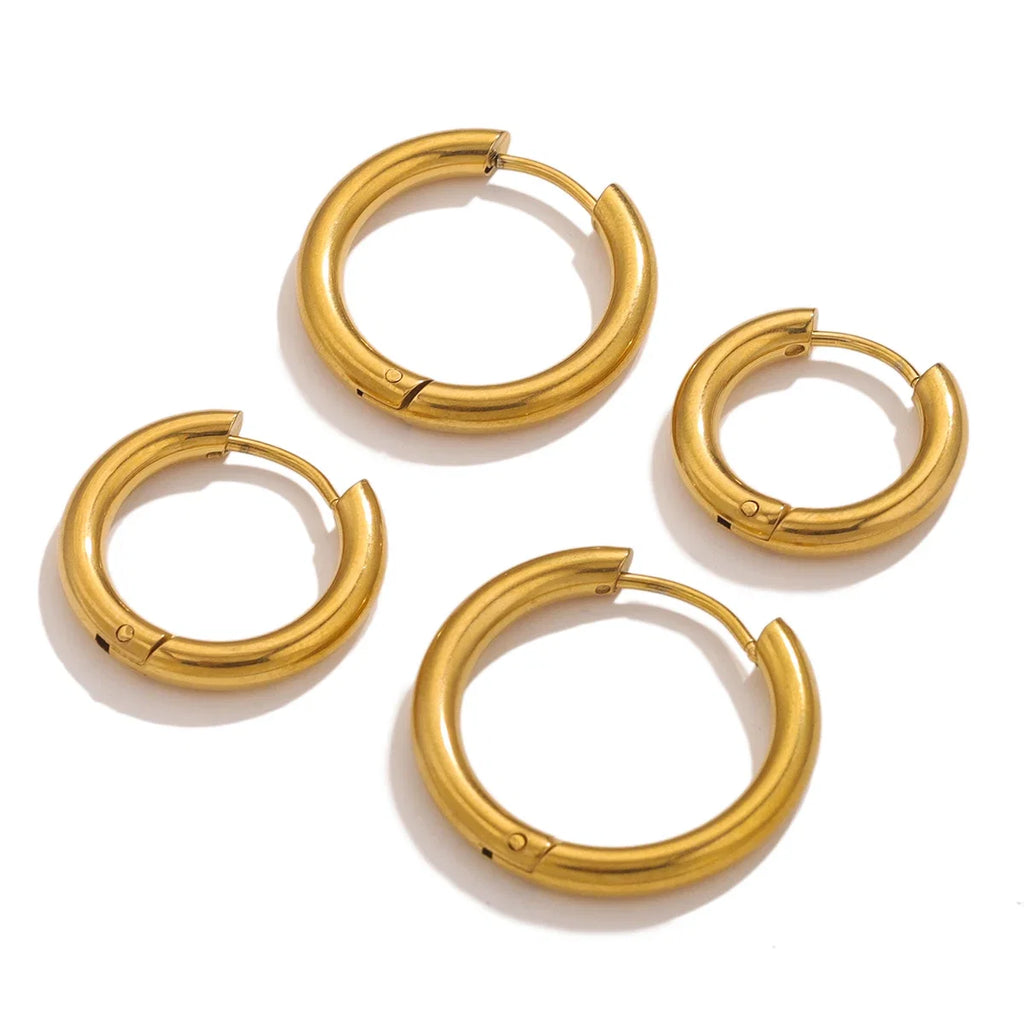 6pcs Stainless Steel 3mm 4mm Hoop Earrings | PVD Gold Plated Korean Round Earrings for Men Women