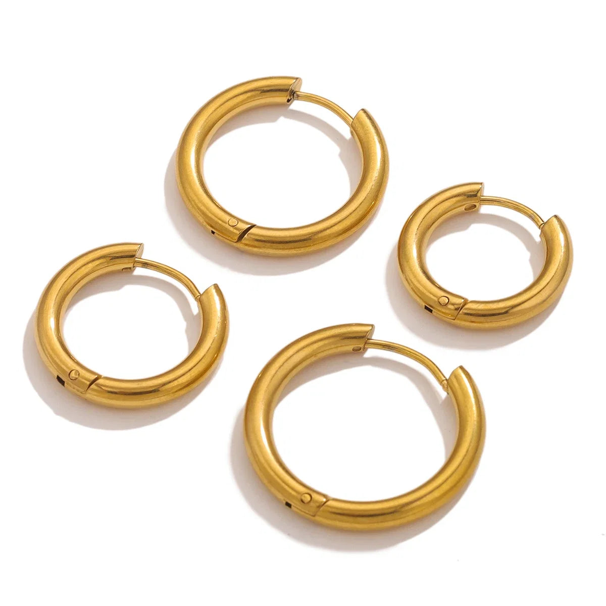 6pcs Stainless Steel 3mm 4mm Hoop Earrings | PVD Gold Plated Korean Round Earrings for Men Women