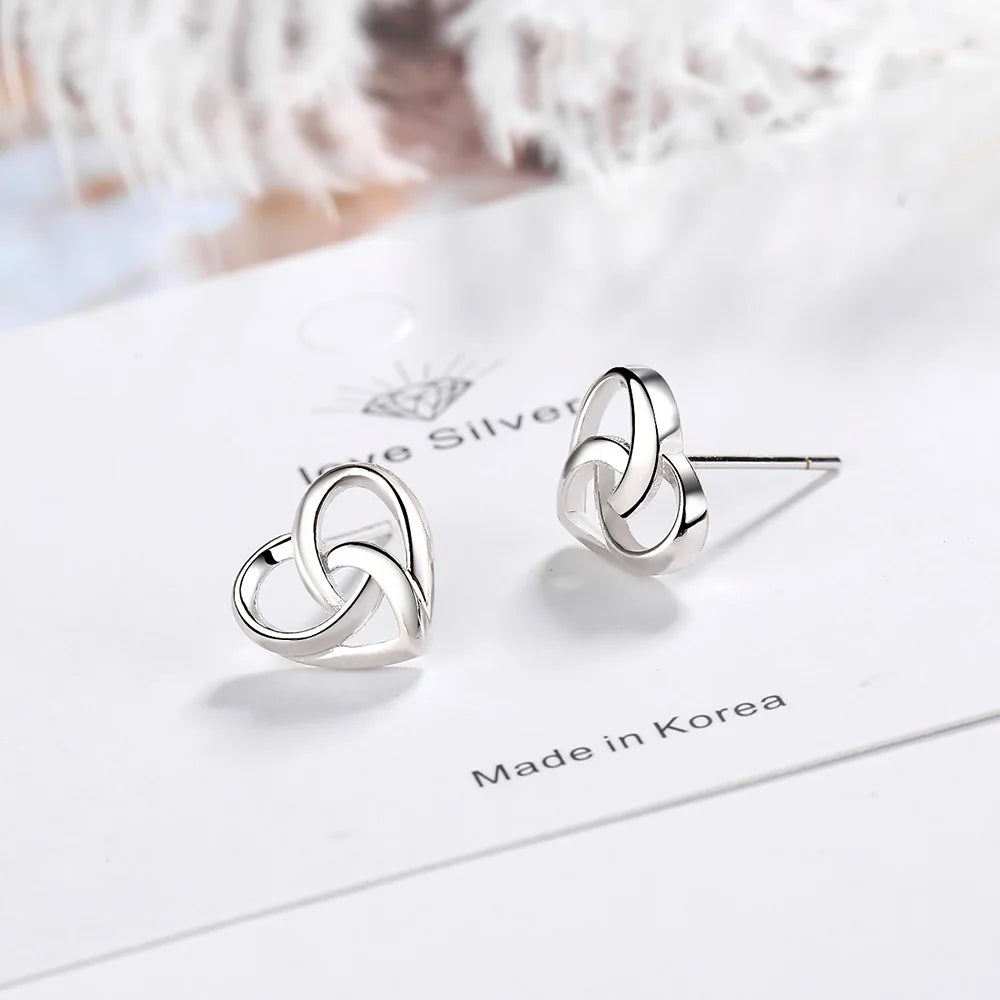 925 Sterling Silver Love Heart Stud Earrings | Classic Fine Jewelry for Women