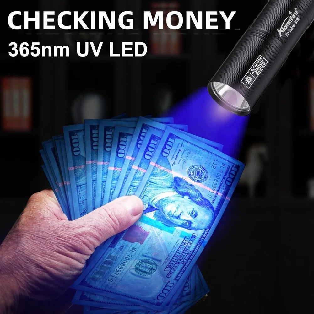 Mini 365nm UV Flashlight USB Rechargeable | Ultraviolet Nail Lamp Torch for Pet Urine, Scorpion, and Fluorescent Detection