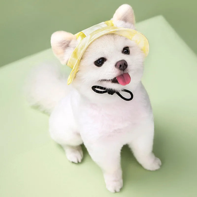 Summer Dog Sun Hat | Breathable Cotton Bucket Hat for Small and Medium Pets