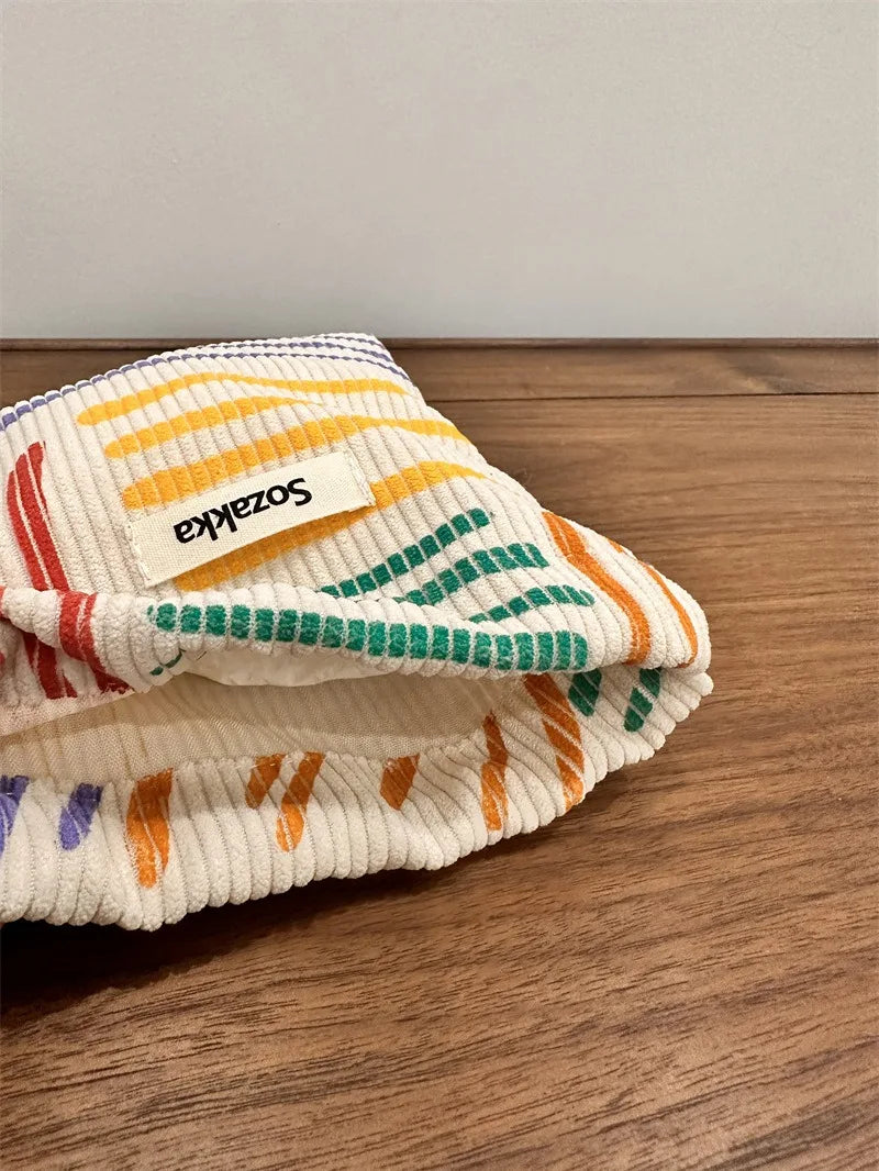 Small Corduroy Drawstring Pouch | Multi-Purpose Storage Bag for Women and Girls