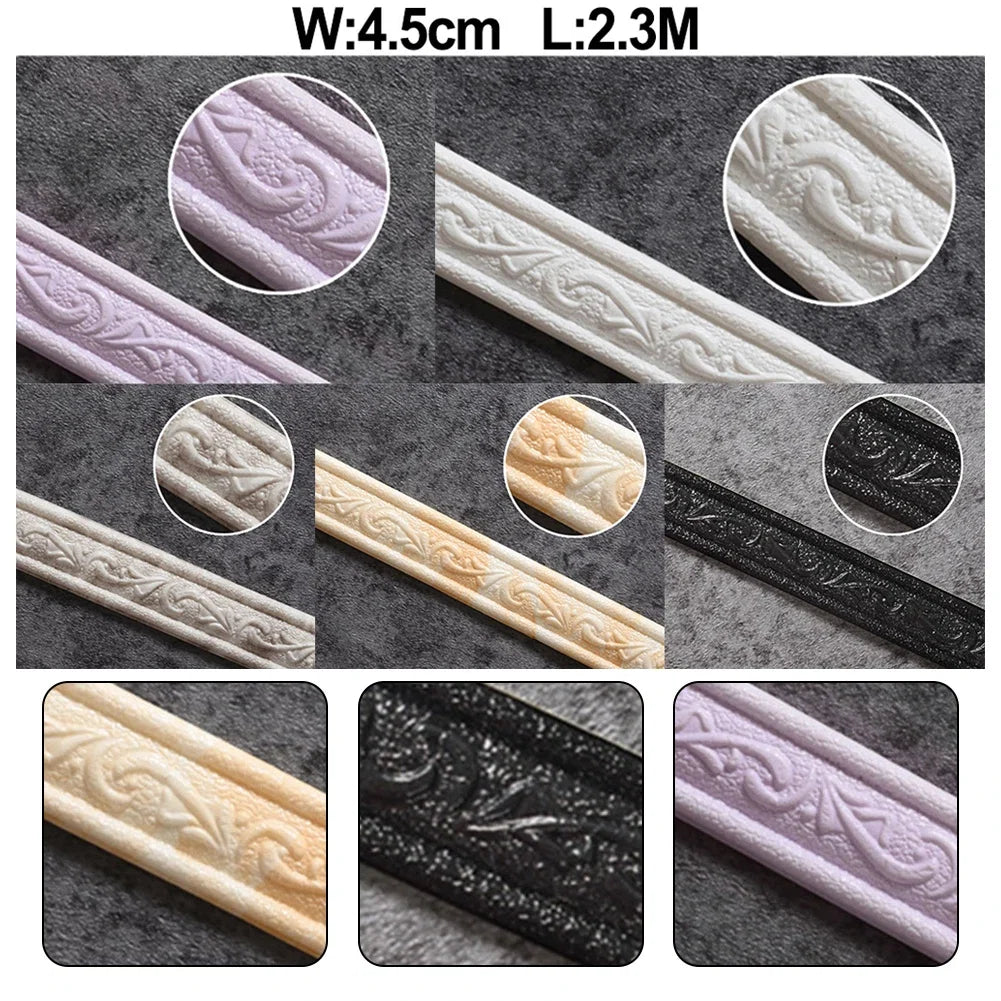 3D Decorative Foam Wall Trim | Self-Adhesive Skirting Border Strip