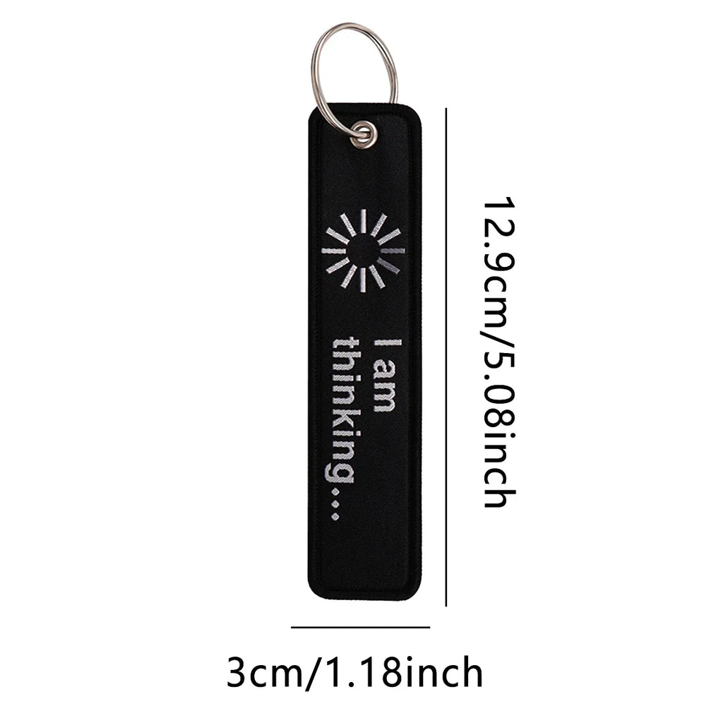 Embroidery Key Fob Keychain | Black Tag for Cars Motorcycles