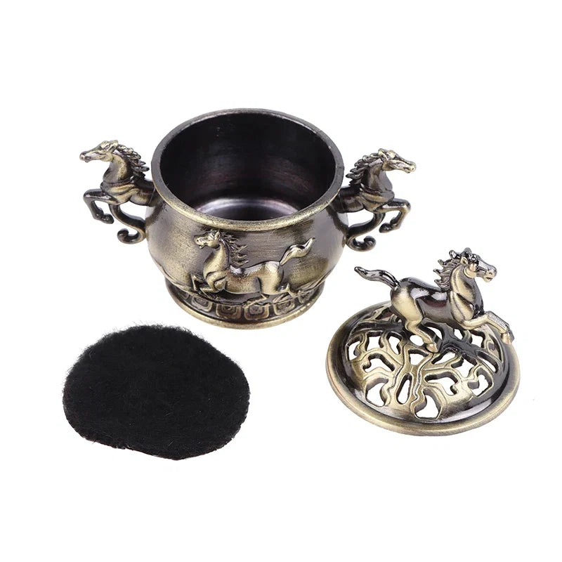 Alloy Lucky Incense Burner Bowl Incense Holder With Handle | Ancient Style Yoga Meditation Home Office Decor