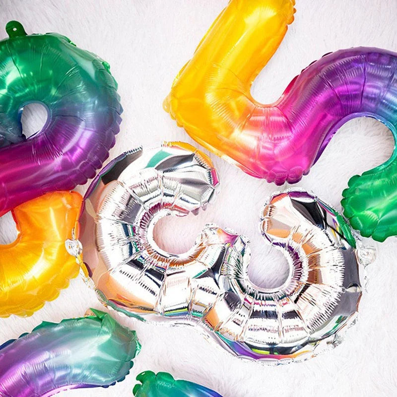 Rainbow Jelly Number Balloon 16 Inch | Birthday Party Decoration