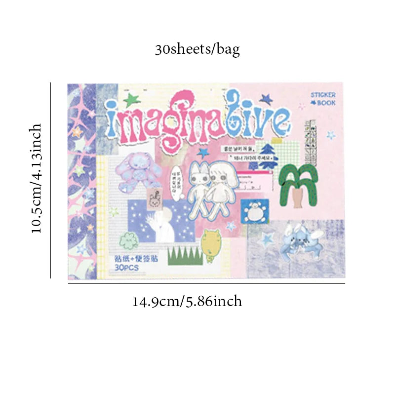 Mr. Paper Duplex Sticker Book 30 Sheets | Korean Cute Style Creative Handbook Material