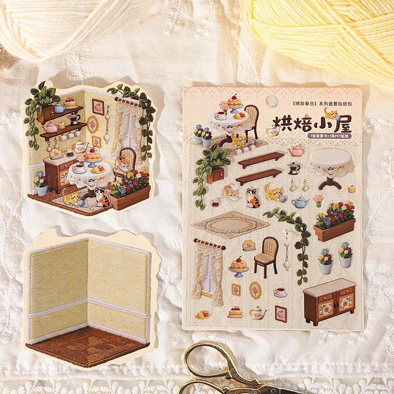 3D Scenery Landscape Stickers | Spring DIY Decals for Junk Journaling
