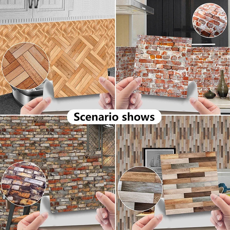 1:12 Dollhouse Miniature Grain Floor Wallpaper Tiles Sticker | Bathroom Living Room Decor