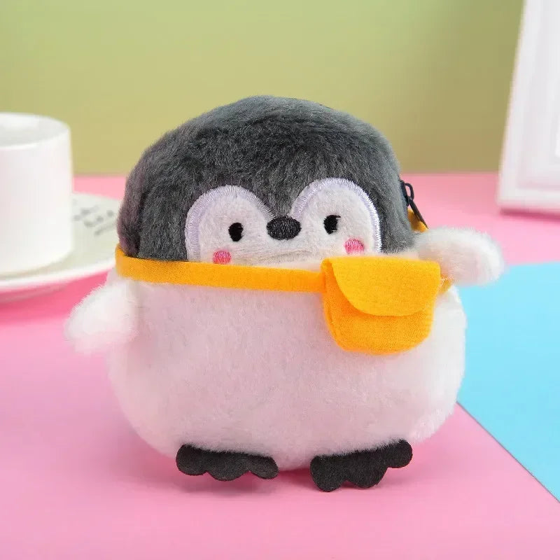 Cute Animal Plush Coin Purse | Zipper Change Purse with Keychain Mini Wallet