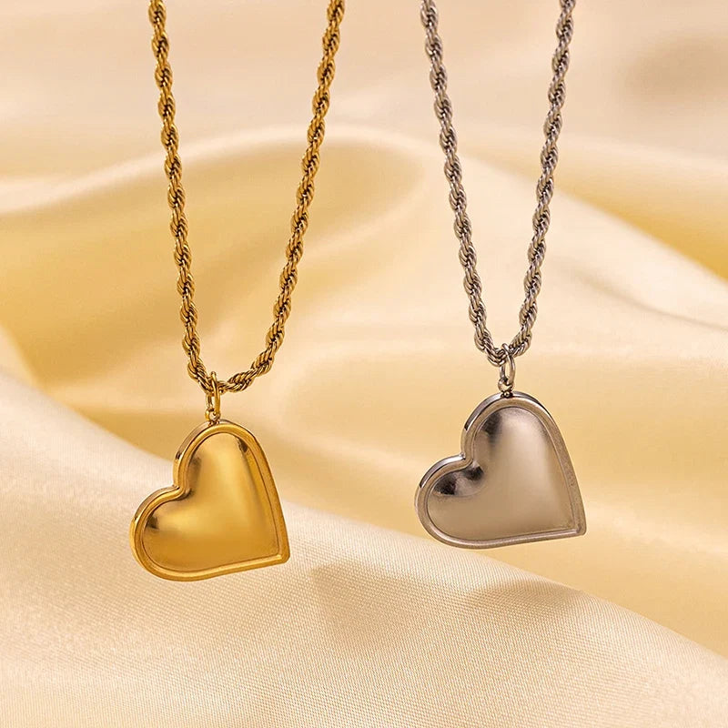 316L Stainless Steel Heart Necklace with Delicate Chain | Hypoallergenic Jewelry Gift for Women