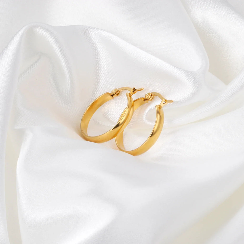LUXUSTEEL Stainless Steel Hoop Earrings | Simple Geometric Shapes for Women