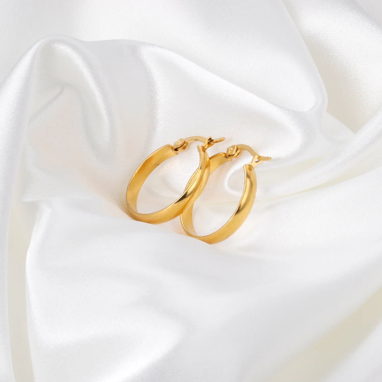 LUXUSTEEL Stainless Steel Hoop Earrings | Simple Geometric Shapes for Women