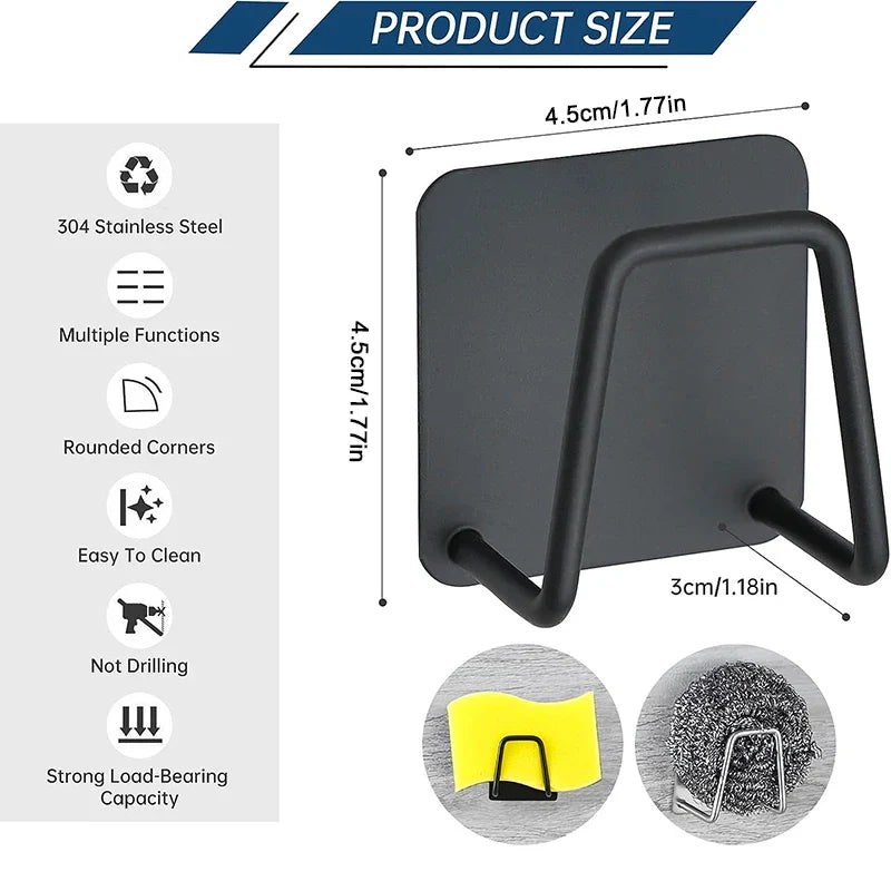 Kitchen Sponge Holder 2-Pack | Wall-Mounted Stainless Steel Dishcloth Rack