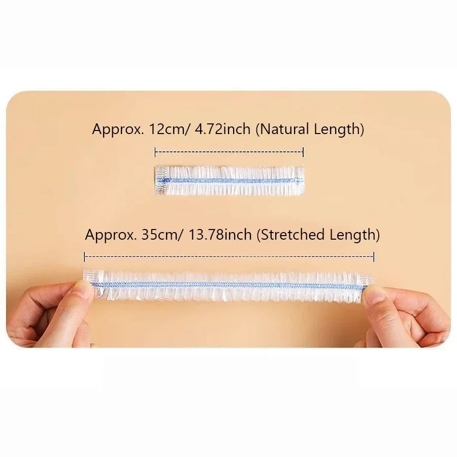 Kitchen Elastic Food Covers | 100 Pack Reusable Plastic Wrap for Bowls and Plates