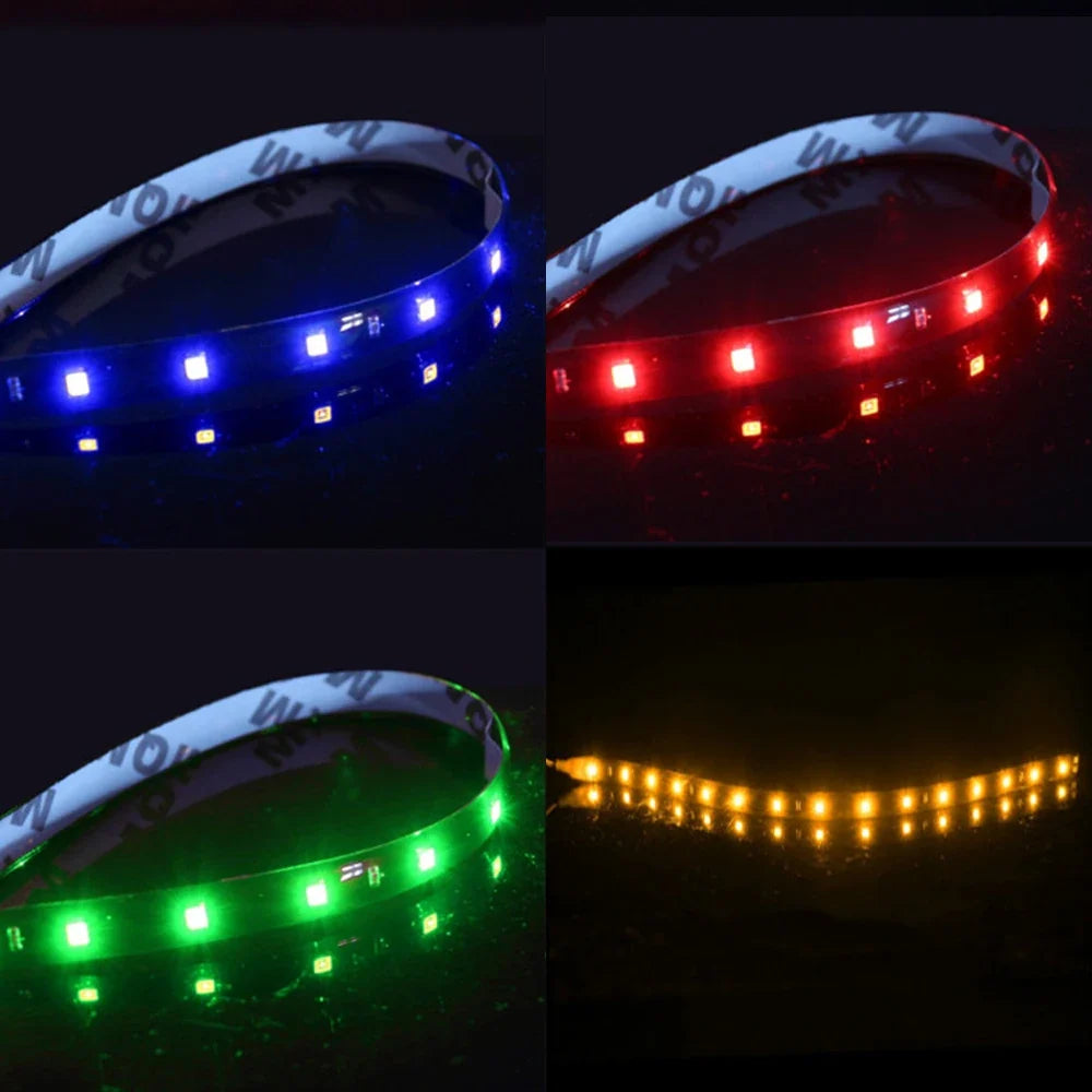 LED Car Strip Light 30cm 12V Waterproof | 2-Pack Neon Atmosphere Lamp for Interior Car Decor