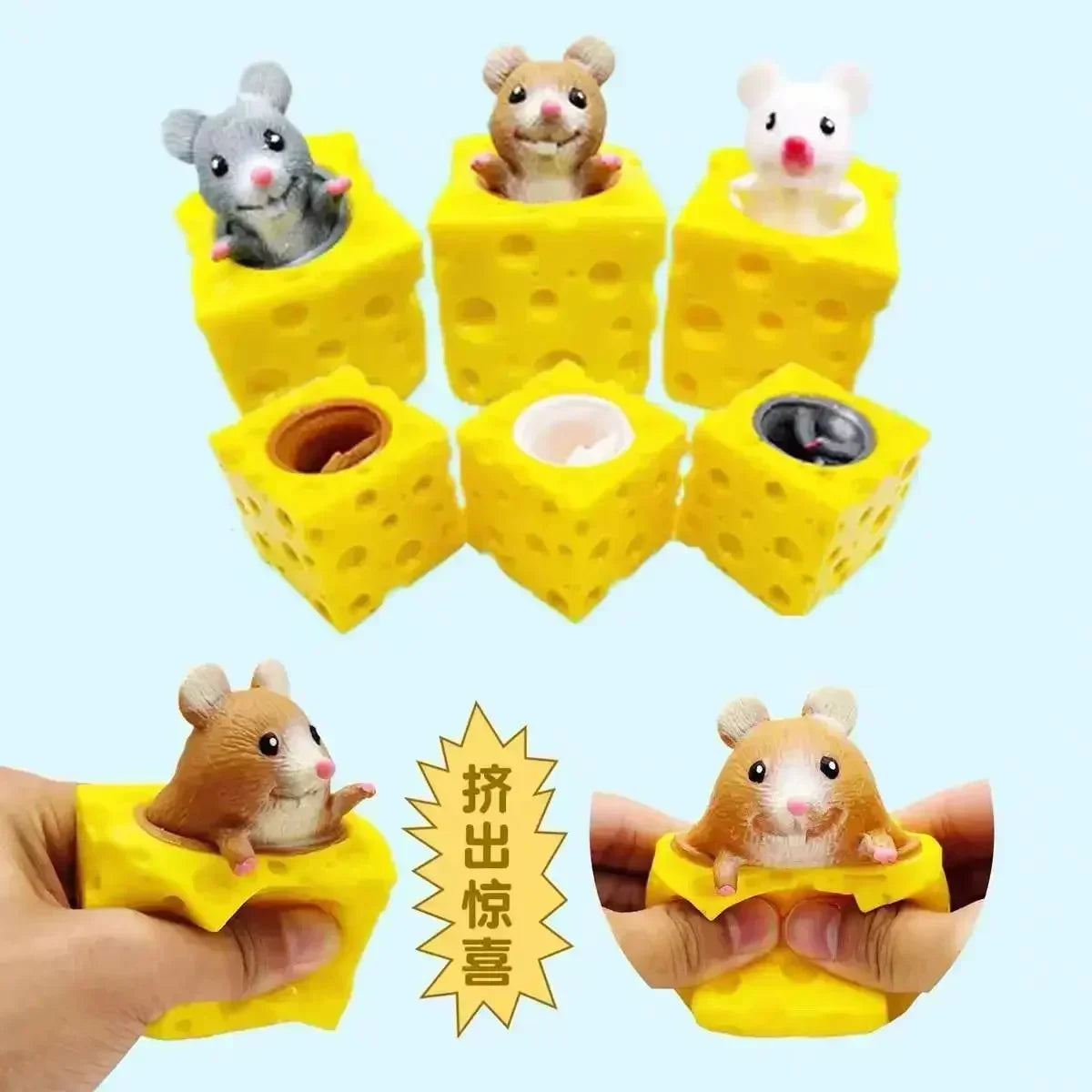 Stress-relieving Pet Cheese Mouse Fidget Toy | Fun Squeeze Stress Ball