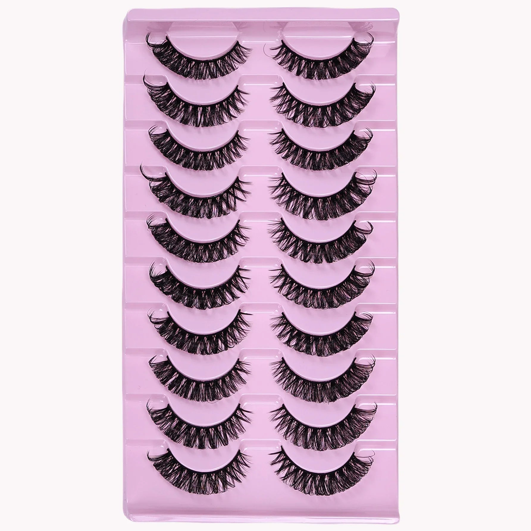10 Pairs D Curl Russian Strip Lashes | Fluffy Volume False Eyelashes for a Dramatic Cat Eye Look